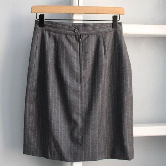 Kors Michael Kors Vintage Gray Pinstripe Wool Pencil Skirt Made In Italy Size 6 - Picture 6 of 7